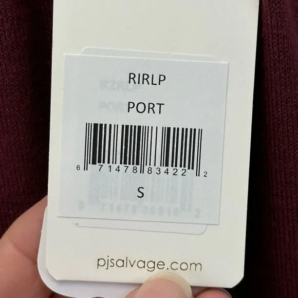 PJ Salvage Elastic Waist Lounge Sleep Pants - Port Wine Red - RIRLP - Picture 5 of 9